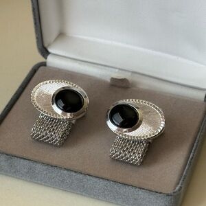 Elegant Silver and Black Cufflinks